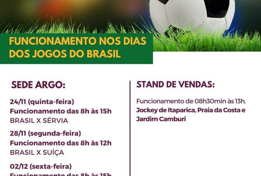 Funcionamento ARGO nos dias dos jogos do Brasil