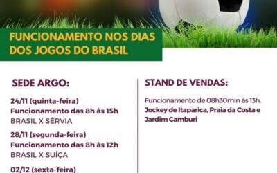 Funcionamento ARGO nos dias dos jogos do Brasil